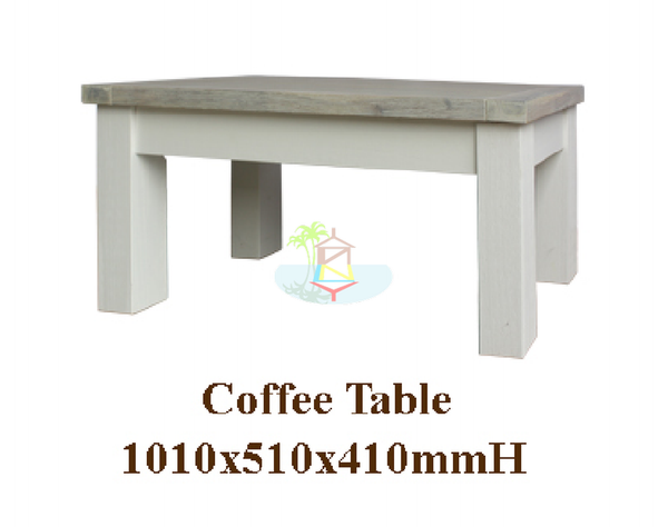 Ashland# Acacia White&Wood Ash Top Coffee Table | No Drawer