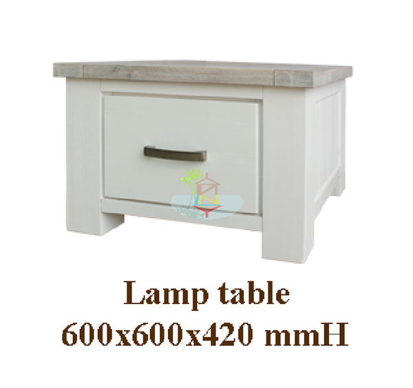 Ashland# Acacia White&Wood Ash Top Lamp Table| TR