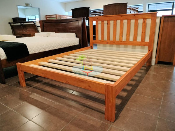 Classic# NZ Pine Simplicity Bed Frame | Double | Pine color| TR