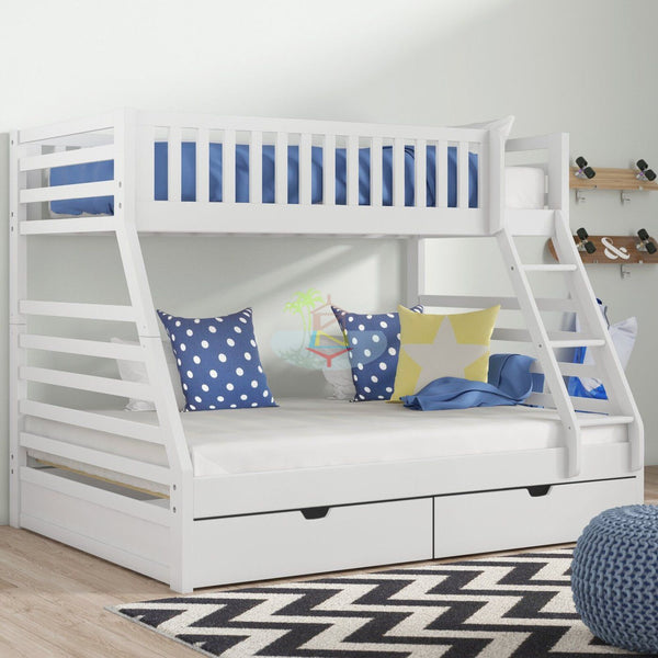 Tina# NZ Pine Bunk Simplicity Bed Frame | Single+Double | White color