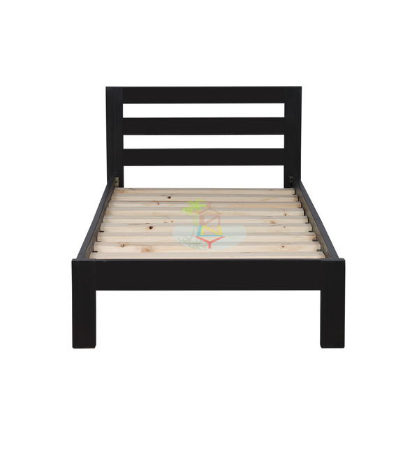 Tina# NZ Pine Simplicity Bed Frame | Single | Black color| TR